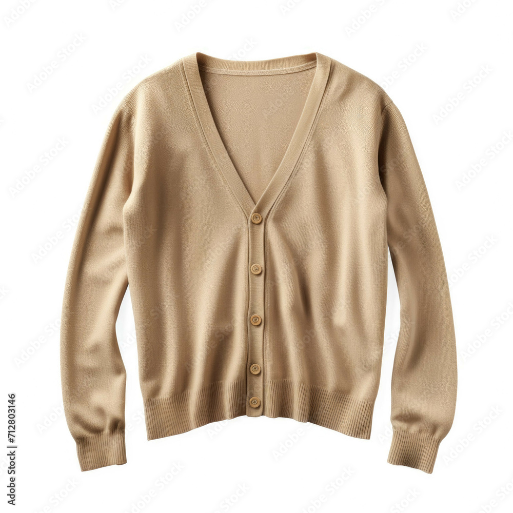 Fototapeta premium Beige Cardigan isolated on white background