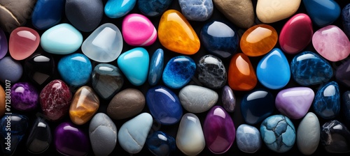 Vibrant spectrum of colorful small stones or pebbles creating an abstract background © Ilja