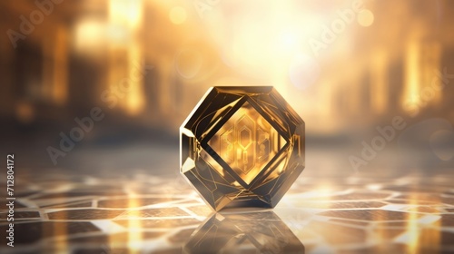 A fusion of abstract art and digital design, materialized in this beautiful golden location icon. photo