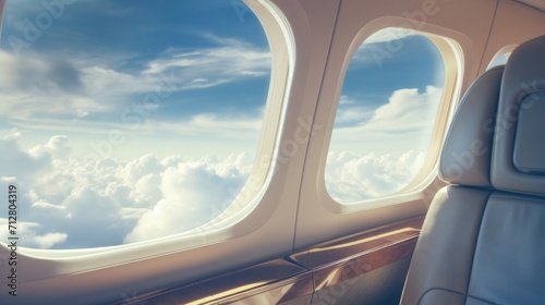 Travel in style and comfort, with the added bonus of a stunning cloudy sky view through the jet window, making your journey truly unforgettable.