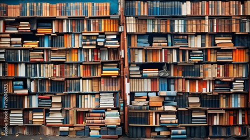 Full frame bookshelves with intellectual knowledge and vibrant state photo
