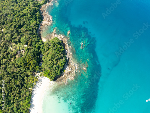 Amazing tropical sea beach landscape background,Summer sea seascape background,High angle view ocean nature background © panya99