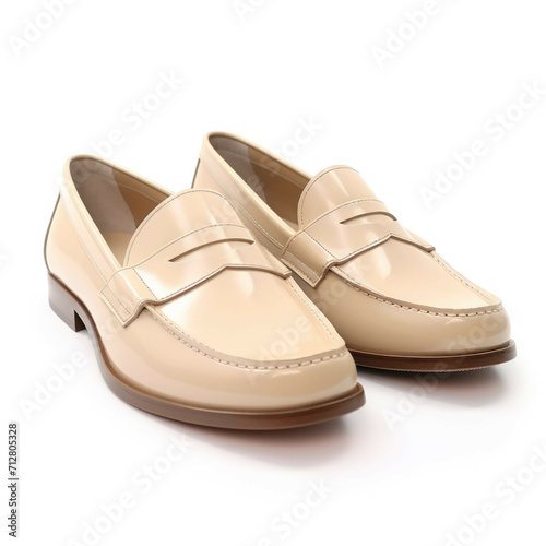 Beige Loafers isolated on white background