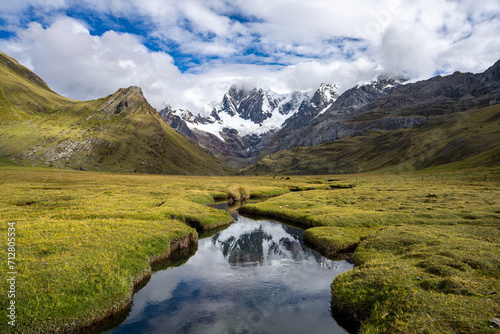 Trekking in the Cordillera Huayhuash in the Peruvian Andes Mountains