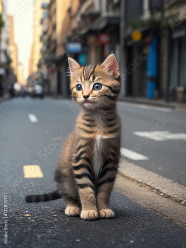 Cute kitten on city street © syam
