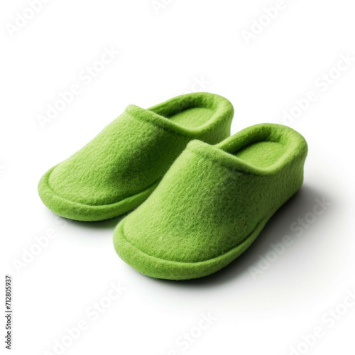 Green Slippers isolated on white background