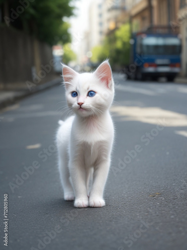 Cute kitten on city street © syam