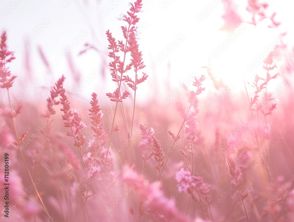 Soft Pastel Grasses in Ethereal Morning Light: A Gentle and Serene Nature Background
