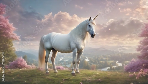 Majestic unicorn standing in fairytale landscape © Antonio Giordano