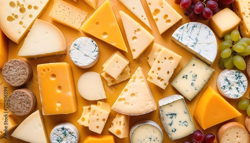 Sortiment of cheese seen from above