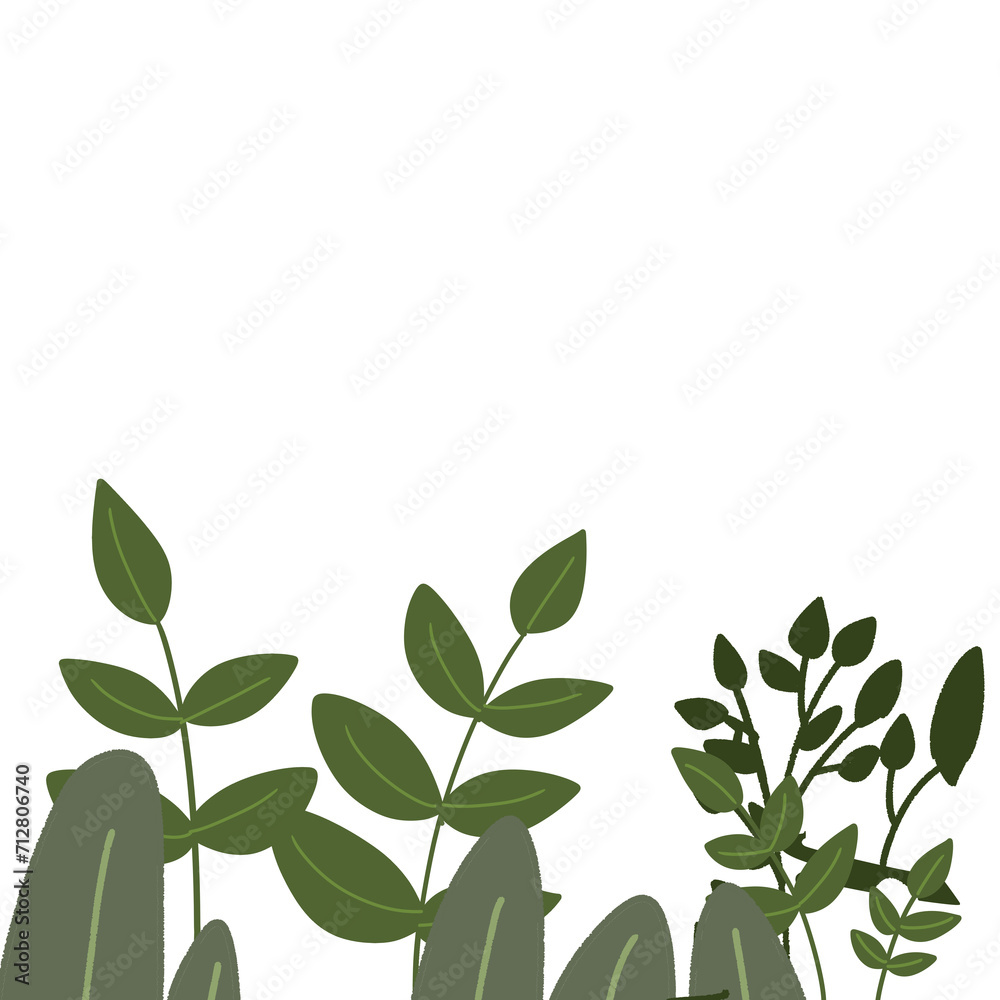 Scenery with trees  plants and shrubs for background