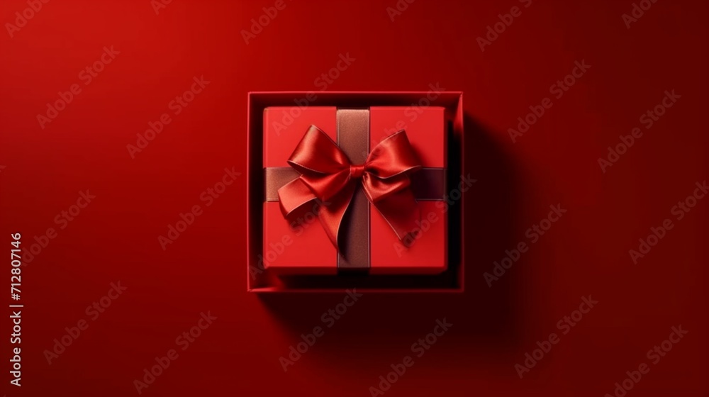 All red gift box open or top view of red present box Ai Generative All red gift box open or top view of red present box Ai Generative