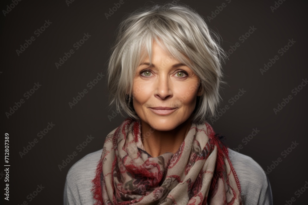 Portrait of a beautiful middle-aged woman with short hair. Portrait of a beautiful middle-aged woman with short hair.