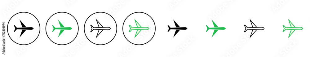 Plane icon set. Airplane icon vector. Flight transport symbol. Travel illustration. Holiday symbol Plane icon set. Airplane icon vector. Flight transport symbol. Travel illustration. Holiday symbol