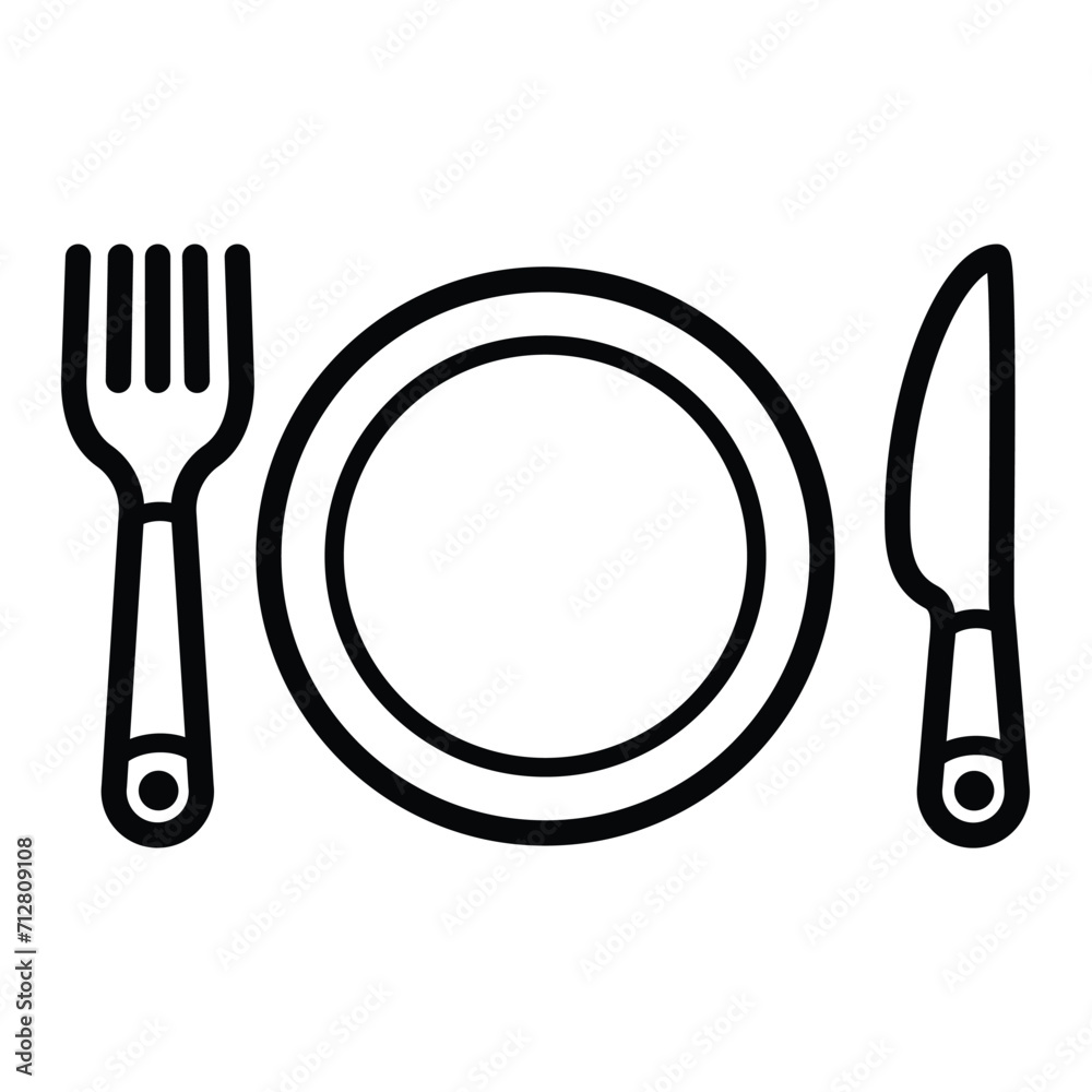plate, spoon and fork icon for graphic and web design plate, spoon and fork icon for graphic and web design