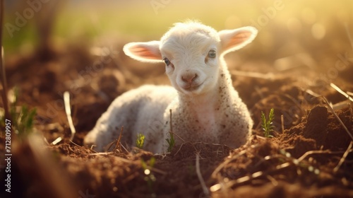 A closeup of a delicate embryo of a young lamb, born on a sustainable farm, symbolizes the importance of ethical animal practices in creating sustainable food systems.