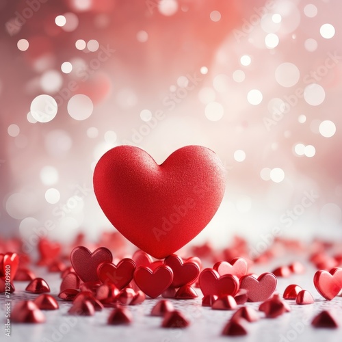 Valentine day decorate with heart. Bokeh background. Generative AI.