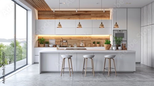  A Scandinavian-inspired kitchen with clean white surfaces, natural wood elements, and minimalistic design, embracing simplicity and functionality.