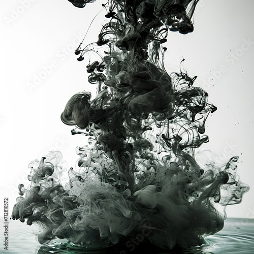 black ink in water isolated on white background. Ink swirling in water