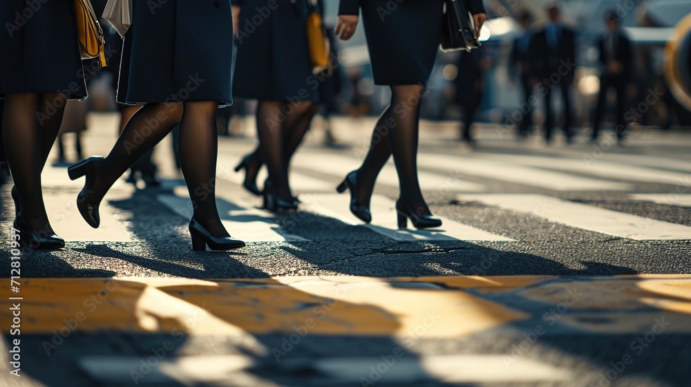 Low section of businesspeople crossing a crosswalk in the city. Low section of businesspeople crossing a crosswalk in the city.