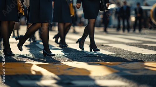Low section of businesspeople crossing a crosswalk in the city. © Obsidian