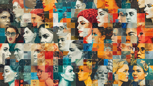 A mosaic of women in different professions and roles, emphasizing the vast contributions they make to society. photo