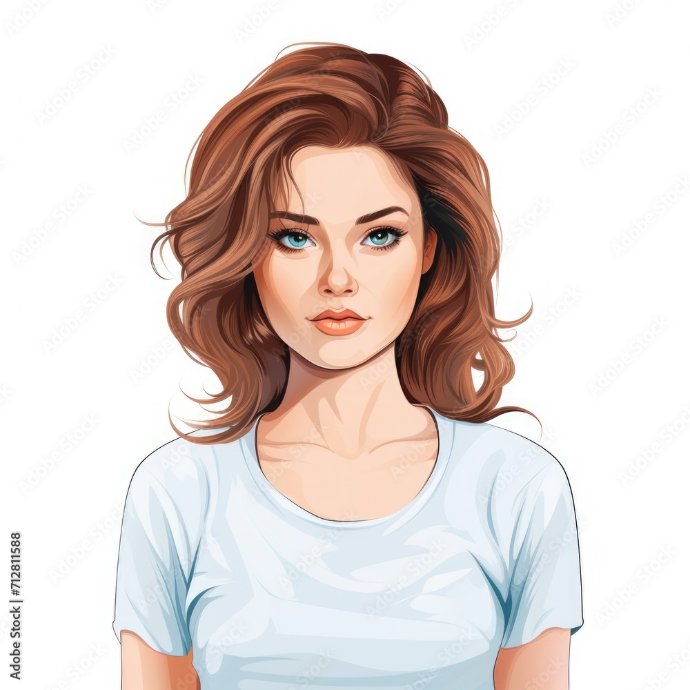 cute sketch of a woman with light brown wavy hair cute sketch of a woman with light brown wavy hair