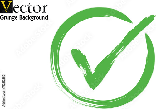 Tick sign element. Green checkmark icon isolated on white background. Simple mark design. Circle shape OK button for vote, decision, web. Symbol of correct, check, approved illustration