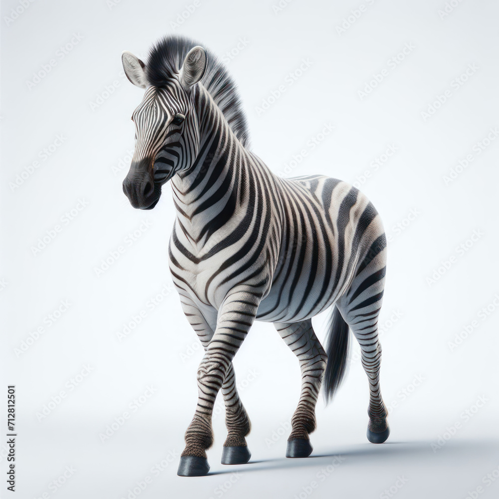 Zebra, African equines with distinctive black-and-White striped coats, Cebra, isolated White background. Zebra, African equines with distinctive black-and-White striped coats, Cebra, isolated White background.