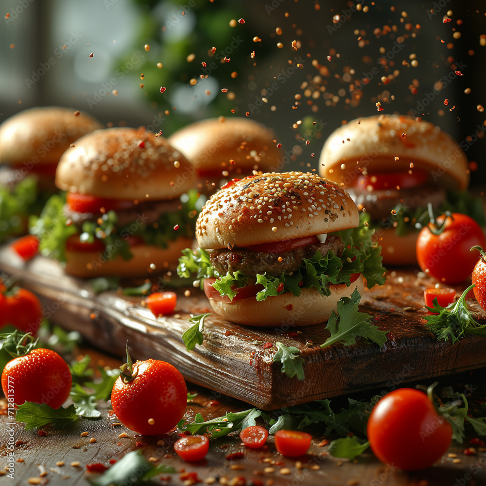 custom made wallpaper toronto digitalDelicious burgers on a table indoor