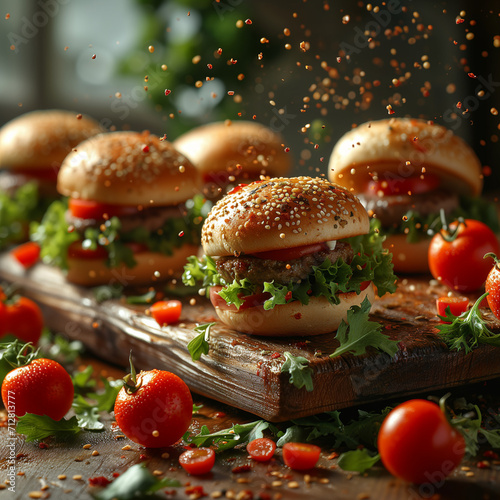 Wallpaper Mural Delicious burgers on a table indoor Torontodigital.ca