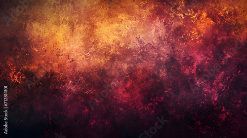 Vibrant hues of maroon and yellow burst together in a fiery display, igniting passion and energy within the deep red background photo