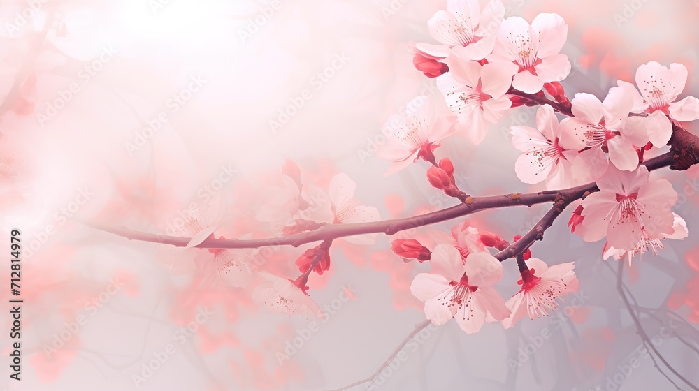 Sakura in soft style background, generative ai.