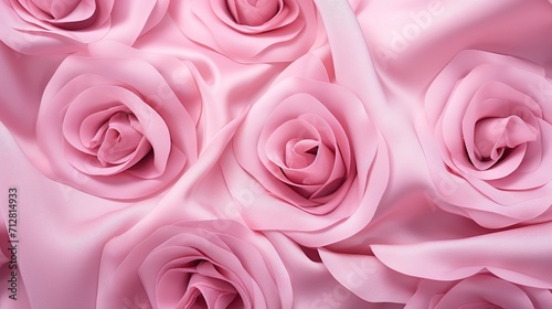 Rose of pink fabric. White background. Flowers  generative ai