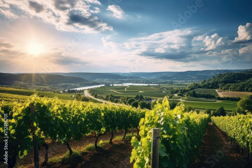 Summer agriculture landscape hill wine country rural green nature grape vine