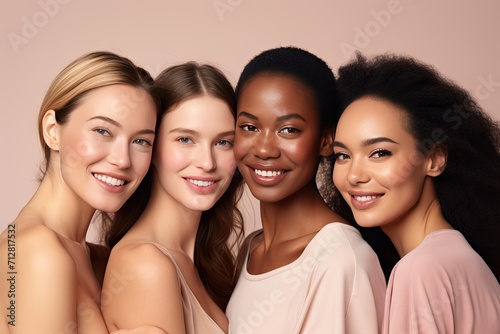 Diverse Group of Women Embracing Beauty and Friendship