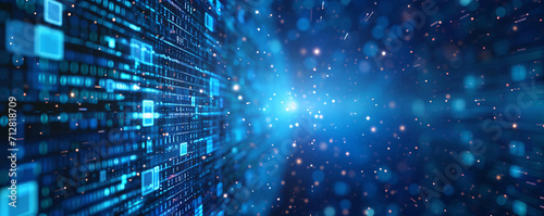 Blue geometric abstract technology background, blue technology light concept illustration