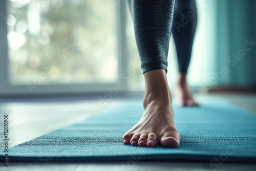 Feet on a yoga mat