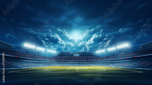 American football stadium background with cloudy night sky photo