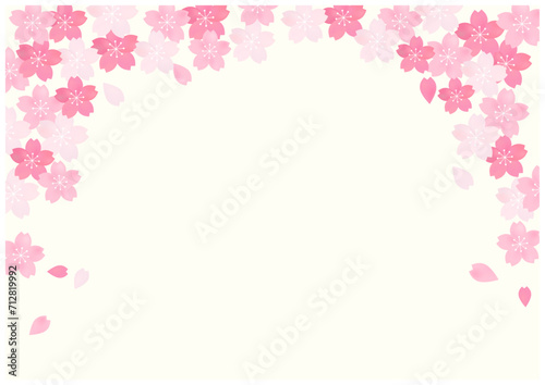 桜の花の舞う春の美しい桜フレーム背景8黄色