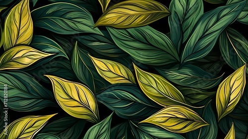 seamless background picture with leaf pattern, leaves, trees, tree branches © Nikita