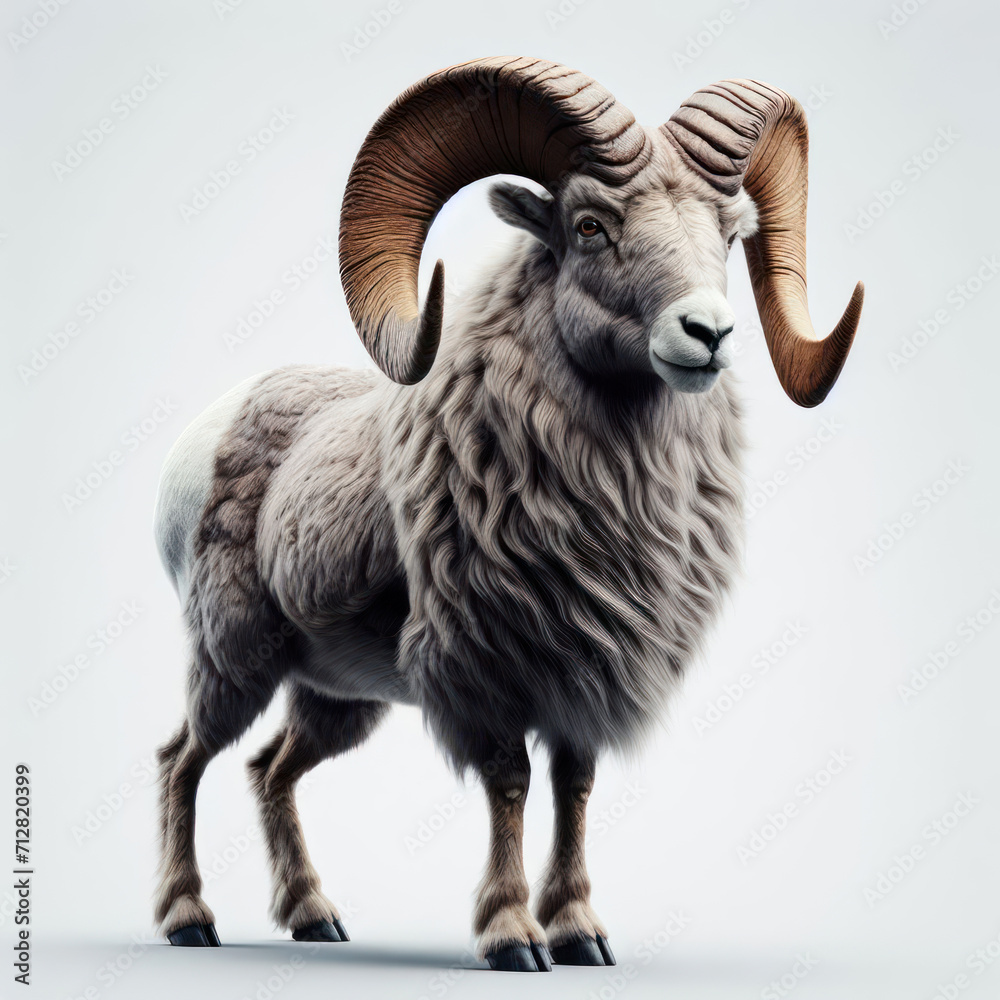 bighorn sheep, rocky sheep, Ovis canadensis, mountain mouflon, Canadian mouflon, borrego cimarrón, oveja rocosa, muflón de montaña, muflón canadiense, isolated on White background. bighorn sheep, rocky sheep, Ovis canadensis, mountain mouflon, Canadian mouflon, borrego cimarrón, oveja rocosa, muflón de montaña, muflón canadiense, isolated on White background.