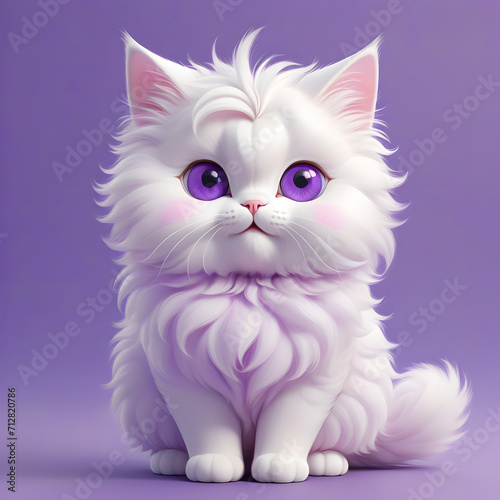 cartoon white angora cat