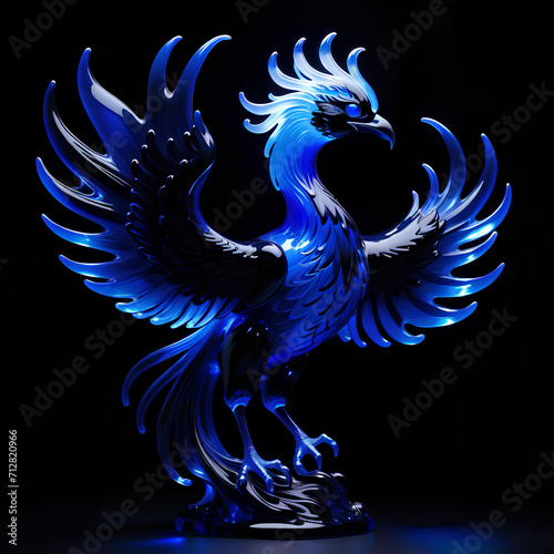 blue phoenix in neon light