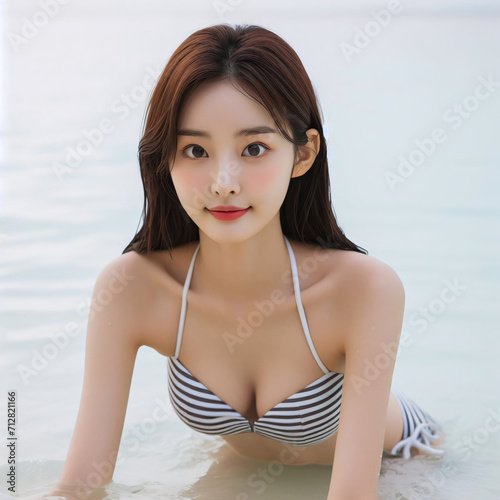 Beautiful Asian(Korean)woman wear a bikini 