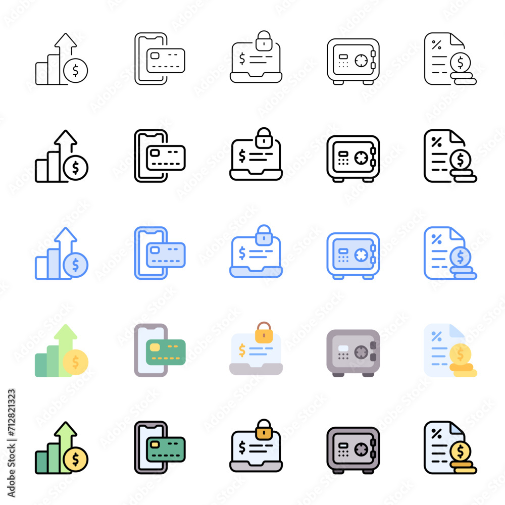 Finance icons with various styles Finance icons with various styles
