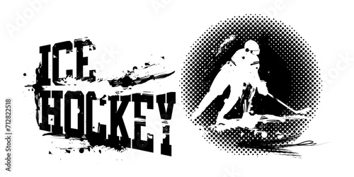 Photography Ice Hockey Men Lacrosse Banner Vector Illustration