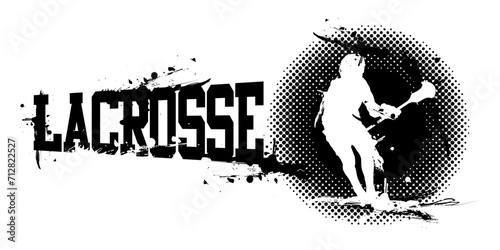 Man Lacrosse Banner Vector Illustration
