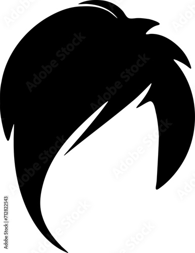 Woman hairstyle silhouette icon illustration. Female hair logo design element.