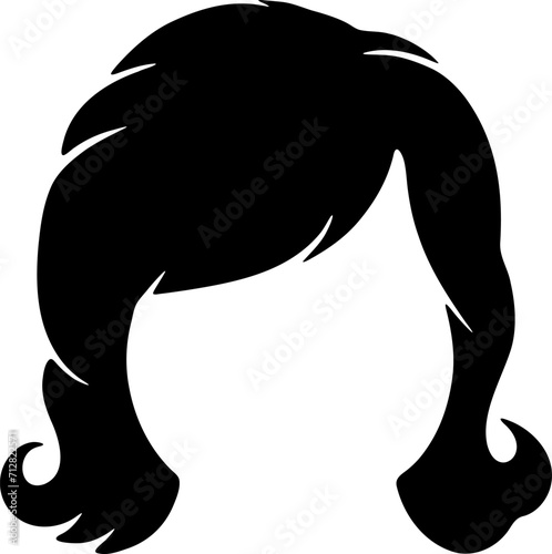 Woman hairstyle silhouette icon illustration. Female hair logo design element.